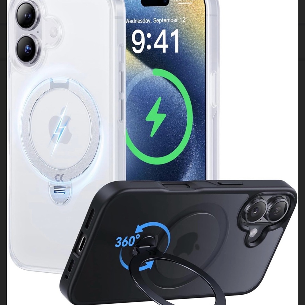 360 Spin Magnetic Stand for iPhone 16 Matte Shockproof Slim for 16 Case 6.1''